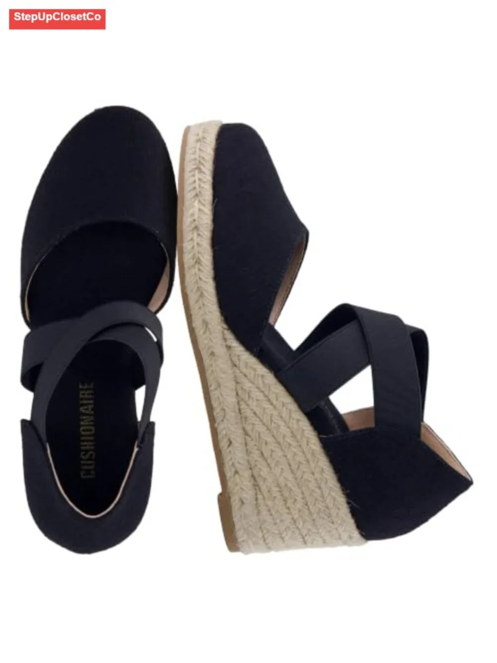 Women's Espadrille Wedge Sandals Closed Toe Slip On with Elastic Straps